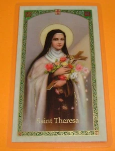 Vintage Heilige Theresia kleine Blume Jesu Gebet Heilige Karte laminiert Mülleimer 2 - Bild 1 von 2