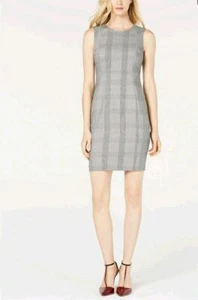 Abito donna Calvin Klein grigio a quadri tubino smanicato taglia 12 - Foto 1 di 3