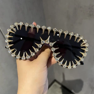 Luxury Oversized Sunglasses Women Fashion Rhinestone Bling Handmade Shades Gift - Picture 1 of 16