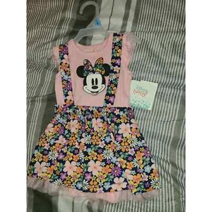 Disney Outfit Set Baby Girl 3/6 M Short Sleeve Floral Minnie Mouse 2 Piece (VA1) - Picture 1 of 3