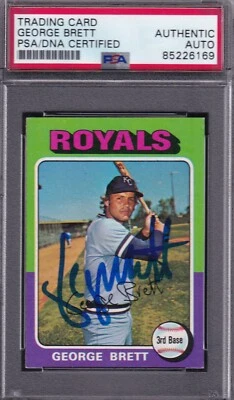 George Brett 1975 Topps Mini Rookie PSA DNA SIGNED RC CARD AUTOGRAPHED - Image 1 of 2