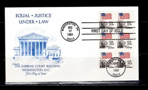 US FDC #1896a 20c Flag Over Supreme Court Art Craft - Picture 1 of 1