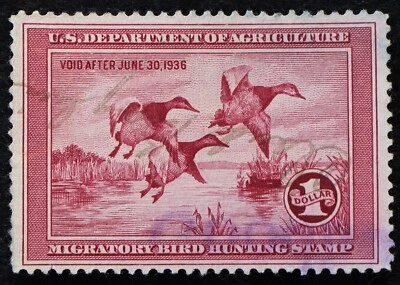 U.S. Used Stamp Scott #RW2 $1 Federal Duck Hunting, Very Fine. Scott: $160.00 - Image 1 of 2