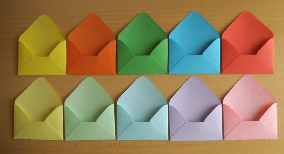 10 Mini Briefumschläge Umschläge Umschlag Geldgeschenk klein - 10 Farben - Bild 1 von 1