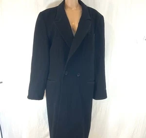 Casual Corner Black 100% Wool Coat Shawl Collar Dbl Breast XL - Picture 1 of 11