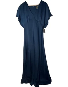 Taylor Dress Crepe Satin Blue Green Flutter Sleeve Wedding Cocktail Party Gown 8 - Picture 1 of 9