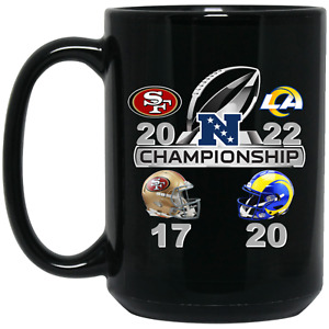 2022 Final Score NFC Champion Los Angeles LA Rams Black 15oz Ceramic Coffee Mug