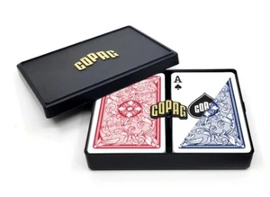 CARTAS DE JUEGO COPAG LEGACY 100 % PLÁSTICO - TAMAÑO PUENTE ÍNDICE REGULAR ROJO/AZUL - Imagen 1 de 4