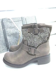 BOTTINE BOTTE MARRON BRONZE CLOUTER FEMME 2 BOUCLES POINTURE 40 TALON 4 cm - Foto 1 di 2