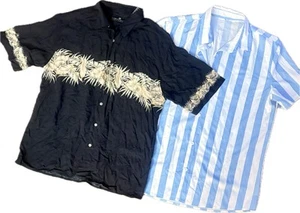 Men’s Large L Lot Of 2 Shirts Consensus Button Down Fun Hawaiian Striped #30 - Picture 1 of 5