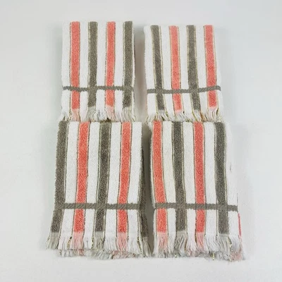 Juego de 4 flecos de paño Martex de colección a rayas rosa marrón blanco dorado Foto 1 de 4