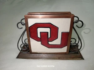 Limited Edition - Oklahoma Sooners Napkin Holder (BRASS & TILE) - Picture 1 of 4