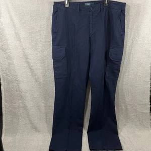 Pantalones Polo Ralph Lauren Vintage Para Hombre 38x34 Azul Mezcla de Lino Carga Militar - Imagen 1 de 8