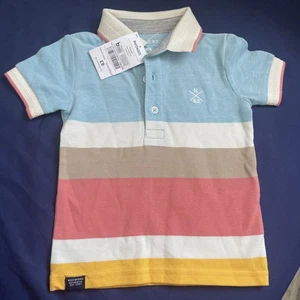 New Next Baby Boys 6-9 Months Stripe 100 % Cotton Collar T-shirt - Picture 1 of 3