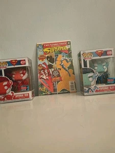 Funko Pop! DC Comics Superman (blau) 419 & (rot) 437 (NYCC) Exklusiv mit Comic - Bild 1 von 12