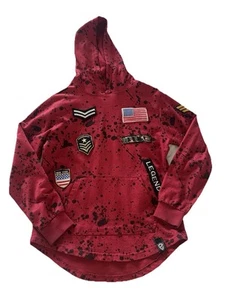 Encrypted Supply Company Long Sleeve Hoodie red Size 8 Boys Pulloverd - Picture 1 of 9