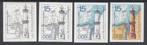 15 Pf Leuchtturm-Warnemünde Mi 1954 ** Phasendruck I-IV Luxus! - Picture 1 of 2