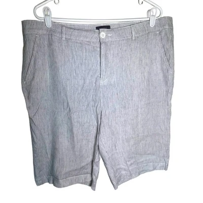 NYDJ Bermuda shorts linen lift tuck tec white/black stripe  Summer Wear Sz 16  - Image 1 of 4