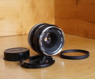 Lente Gran Angular Original Canon FD Cromo Nariz 28mm F/3.5 con Tapas Buen Estado 1 Foto 1 de 4