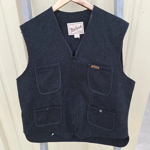 Vintage Woolrich Utility Sportsman Hunting Gray Black Men's Large Vest Vintage - Picture 1 of 6