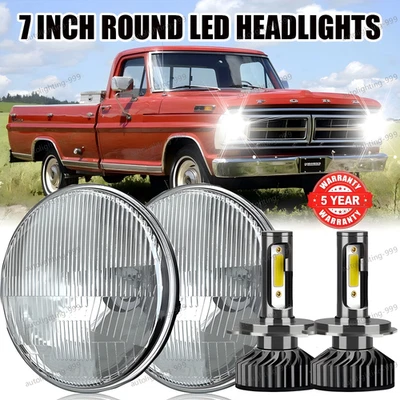 Пара 7-дюймовых круглых светодиодных ламп дальнего/ближнего света для Ford F100 F150 F250 Truck - Изображение 1 из 4