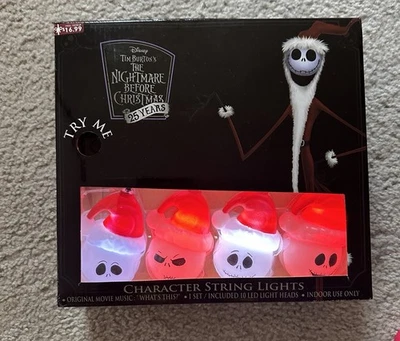 The Nightmare Before Christmas String Lights Santa Jack Skellington Musical  LED - Image 1 of 4