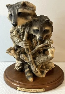 Midnight Mischief Sculpture by Mill Creek Studios Randall Reading Raccoons - Picture 1 of 10