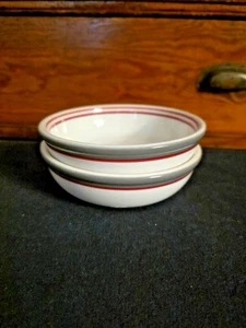 (2) Vtg Syracuse China Restaurant Ware Cereal Bowls Gray/Red Stripe - Picture 1 of 4
