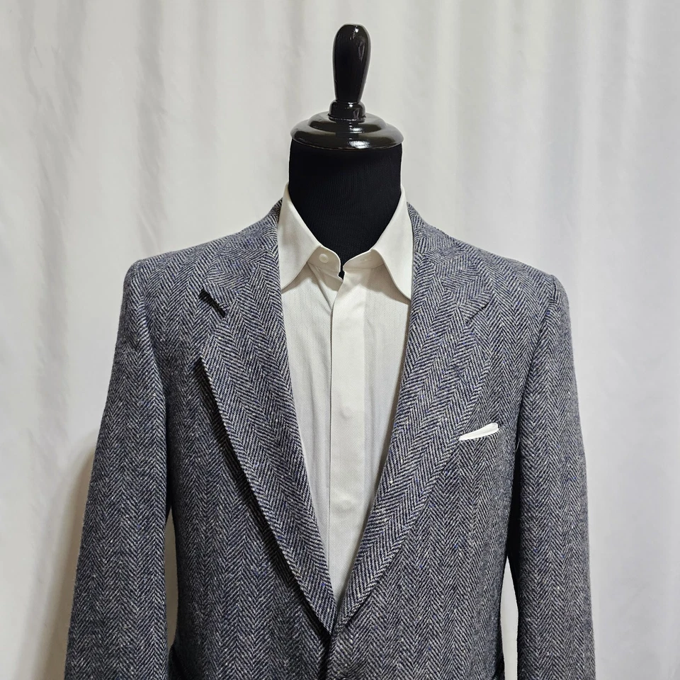 Blazer De Colección Crescent Donegal Tweed Hombres 44R Chaqueta Forrada de Lana Mancha de Espiga Foto 1 de 4