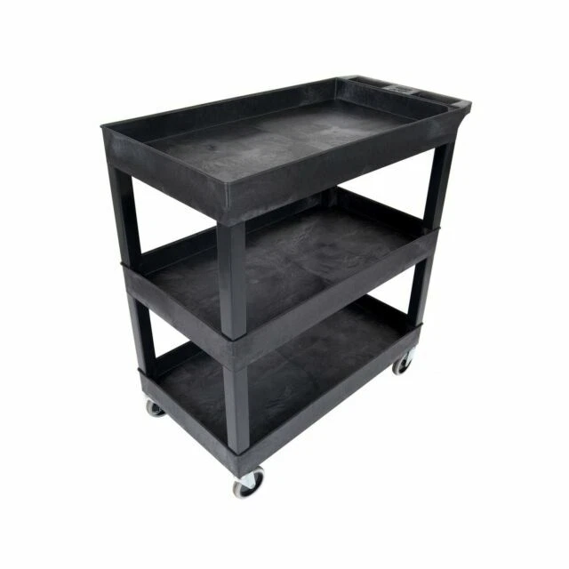 Luxor EC111-B 3-Shelf Tub Storage Cart - Black