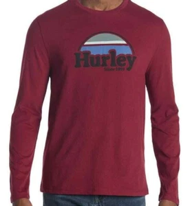 Camiseta gráfica Hurley Rise & Jam Borgoña Crew manga larga sol naciente talla M - Imagen 1 de 3