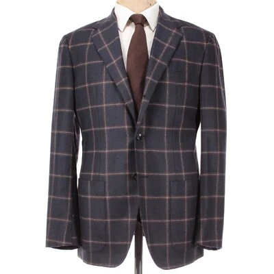 Abrigo deportivo Sartorio By Kiton nuevo sin etiquetas talla 50 40R EE. UU. en azul con lana a cuadros marrón Foto 1 de 4