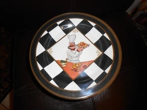 23 PIECE VINTAGE CHEF BAKER BLACK CHECKERED DINNER DESSERT PLATES Dish Safe - Picture 1 of 2