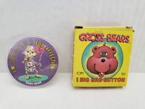 Vintage 1985 Topps Gross Bears BONY BEAR 2" Button Pinback w/Box! - Picture 1 of 2
