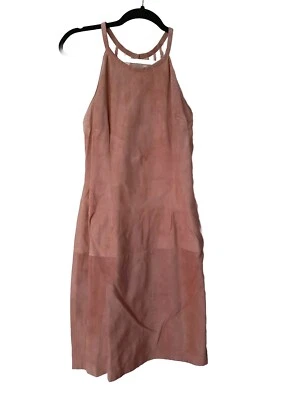 Vintage Y2K Danier Strappy Dusty Rose Pink Suede Bodycon Dress - Image 1 of 4