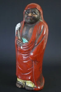 Antike Japanische Bodhidharma Daruma Figur Statue Kutani Porzellan Meiji 5323 - Picture 1 of 12