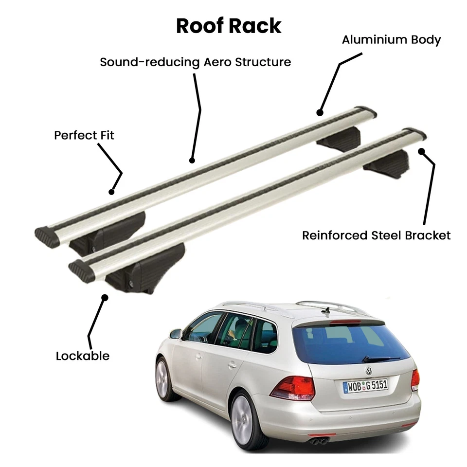 2 piezas barras transversales plateadas para VOLKSWAGEN GOLF SW 2003-2009 Foto 1 de 4
