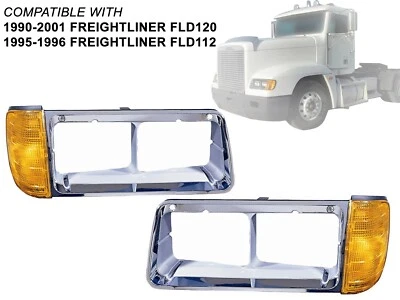 Para Freightliner FLD 112 120 Bisel de faros con par de lámparas de señal FL2511103 Foto 1 de 4