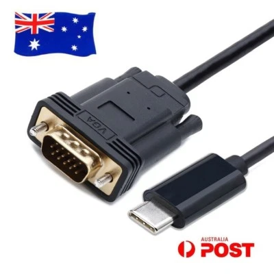 USB Type-C Thunderbolt 3 to VGA M/M Adapter Cable For Samsung Tab S9 S9+ Ultra - Image 1 of 4