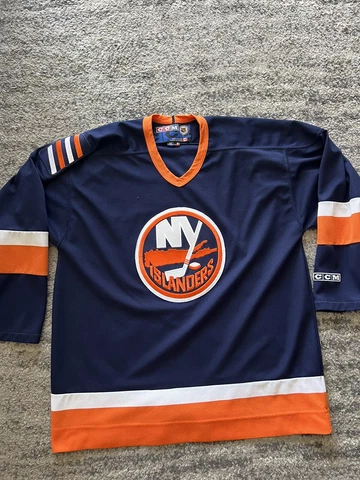 Vintage New York Islanders CCM Jersey Sweater Size Xl Navy  Blank Made In Canada Cover