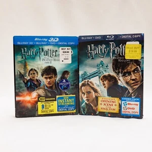 Harry Potter and the Deathly Hallows Parts 1 & (2 3D) Blu-ray Dvd Lot Slipcover - Picture 1 of 10