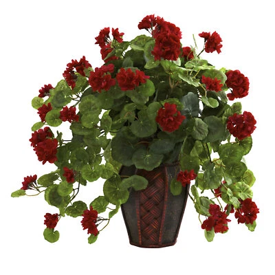 Nearly Natural Geranium with Decorative Planter - Image 1 of 3