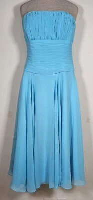 Vestido para mujer B2 talla 12 azul aguamarina de gasa sin mangas línea A formal acanalado Foto 1 de 4