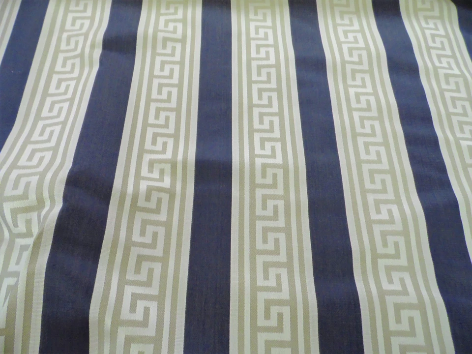 Tela Robert Allen Beacon Hill Pierre Rayas Azul Marino Taupe Llaves Cortinas *J190 Foto 1 de 1