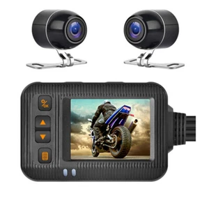 Cámara de tablero para motocicleta DVR vista trasera frontal doble cámara grabadora de video impermeable - Imagen 1 de 11