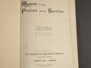 Himnario 1956 "Himnos para alabanza y servicio" Rodeheaver Hall-Mack tapa dura - Imagen 1 de 9