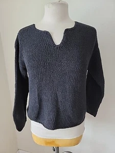 Rico Hand Knit Sweater Black Short Vintage Beach Casual - Picture 1 of 12