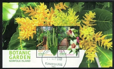 AUSTRALIA NORFOLK ISLAND 2023 BOTANICAL GARDEN SOUVENIR SHEET OF 2 STAMPS USED - Image 1 of 4