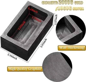 2 Kg Graphite Ingot Mold Crucible Casting Mould Silver Gold Ingot Mould for Gold - Picture 1 of 3