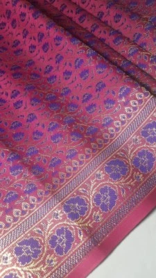 Rani Pink Brocade Embroidered Stole. New. Free Shipping. - Image 1 of 3